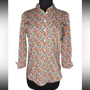 Brooks Brothers Liberty Art Fabrics Floral Print Cotton Blouse Size 4 Petite